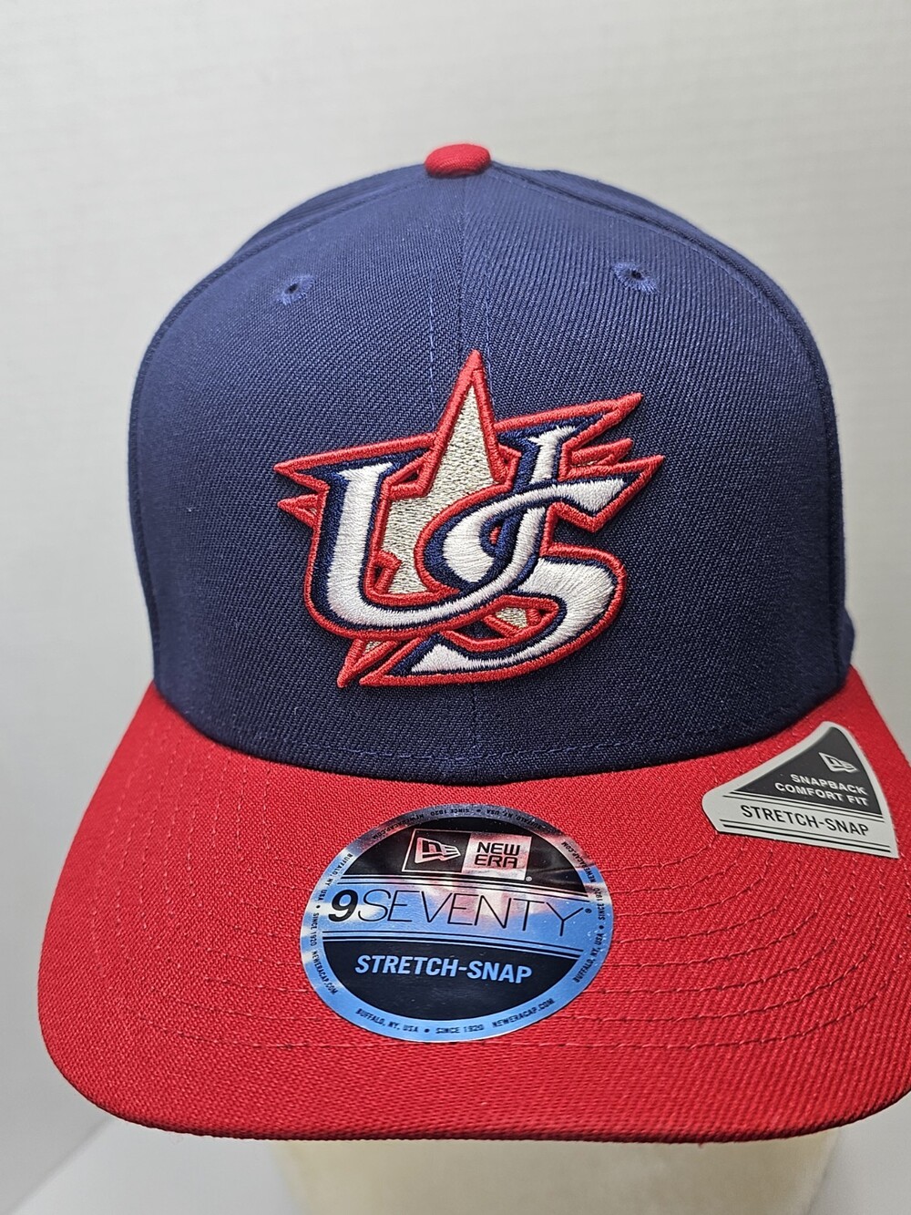 New Era USA Baseball WBC 9SEVENTY Stretch-Snap Hat Navy Red OSFM NWT